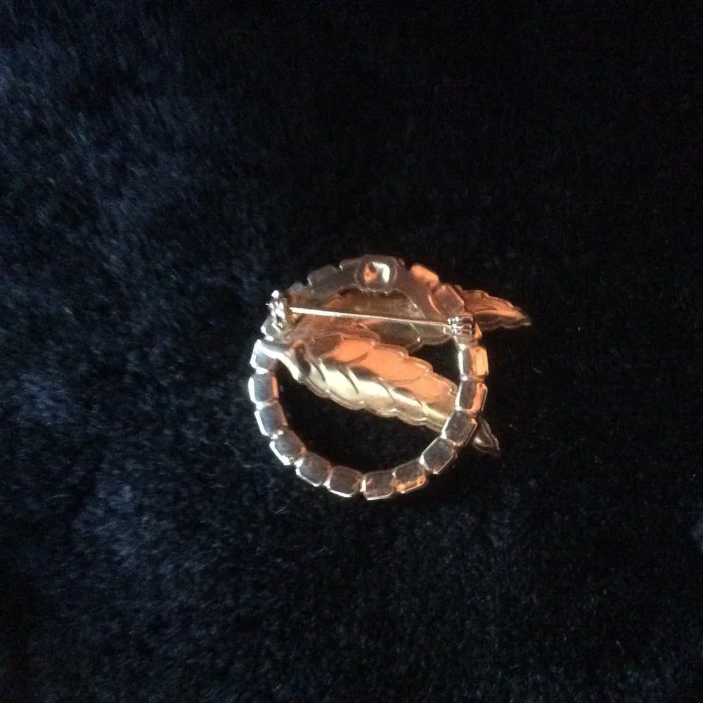 Vintage Mid-Century Modern Gold Tone and Rhinestone Ring with Fern Brooch/Pin - Picture 2 of 3